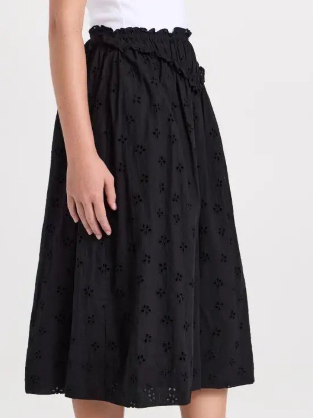 Allina Liu Frond Black Eyelet Skirt Onyx Black XXS